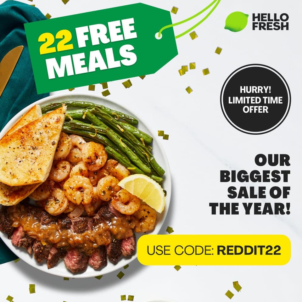 Forget one-size-fits-all New Year's goals - customize yours with HelloFresh! Use code REDDIT22 for 22 free meals to save money and eat well in the new year.