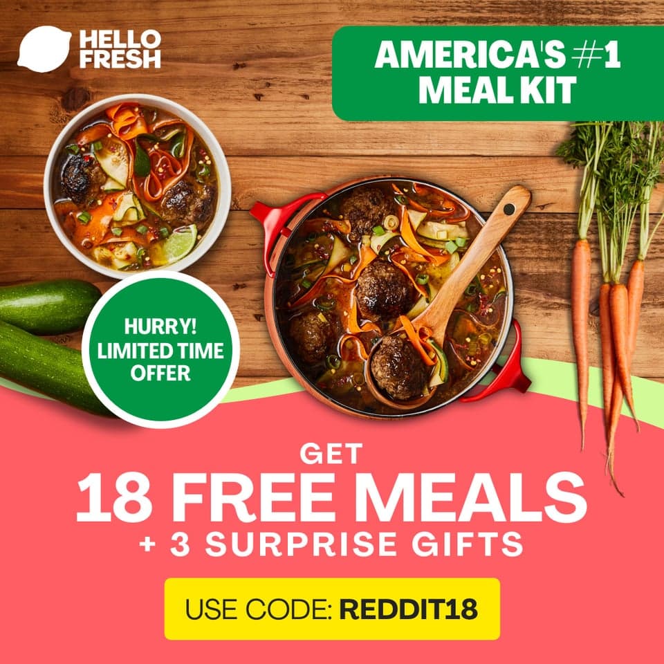 What's better than 18 Free Meals? 18 Free Meals AND 3 Free gifts. All you have to do is use code: REDDIT18 and sign up today!