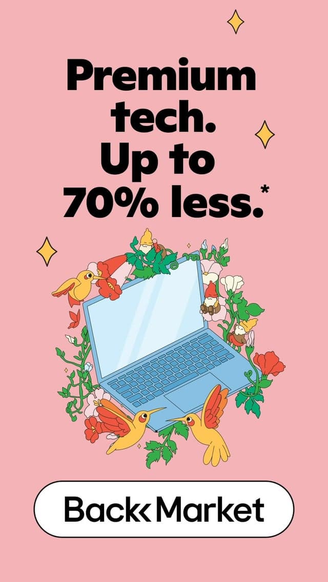 At Back Market, we're all about numbers. Our tech is 70 percent cheaper, we offer a 1 year warranty, and we top all that off with a 30-day money back guarantee.