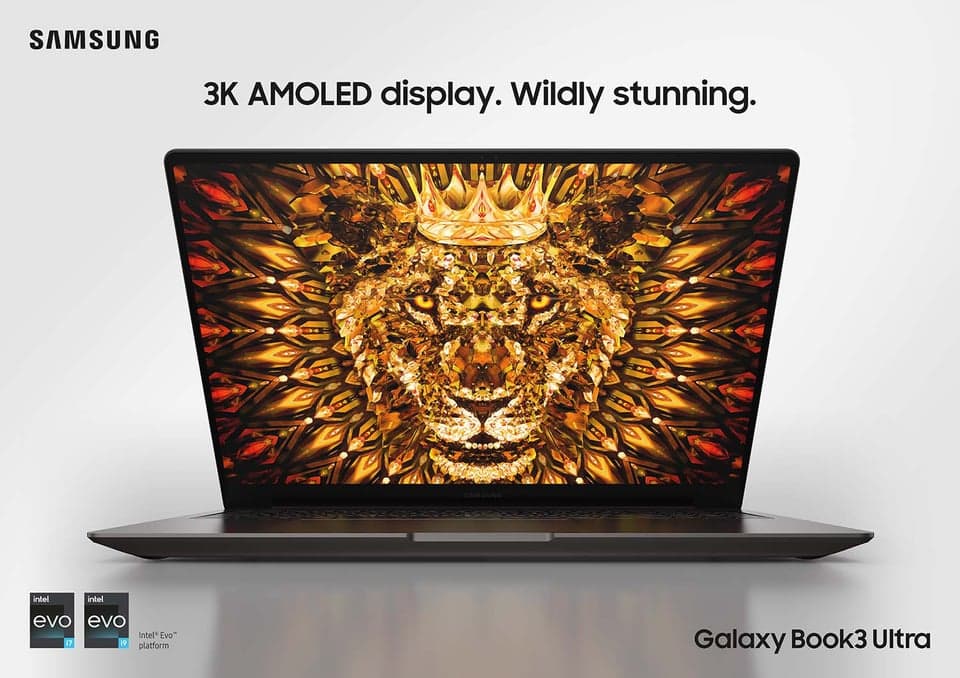 Samsung Galaxy Book3 Ultra has a screen like you’ve never seen. The large 3K AMOLED display combined with the power of the 13th Gen Intel® Evo™ platform allows you to do more than ever before.