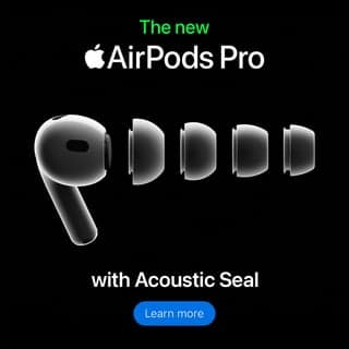 The new AirPods Pro. Up to 2x more Active Noise Cancellation than the previous generation.