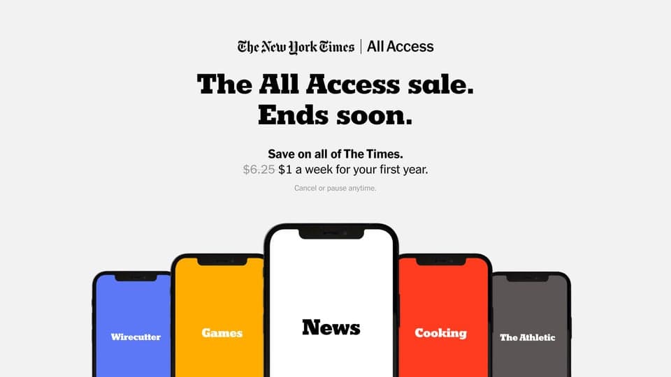 The All Access sale ends soon, so subscribe to enjoy impressive savings. And the benefits of tapping into experts in journalism. Filmmaking. Podcasting. Data analysis. Puzzle-crafting. Cooking. Product-testing. And local sports reporting. Among others.