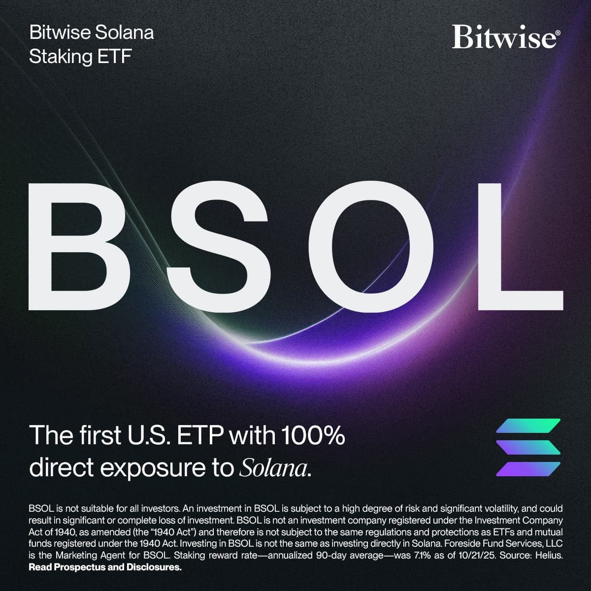 Fast, efficient, and built for mass adoption. Solana is making crypto accessible to everyone, and $BSOL gives you exposure to price return plus staking rewards.