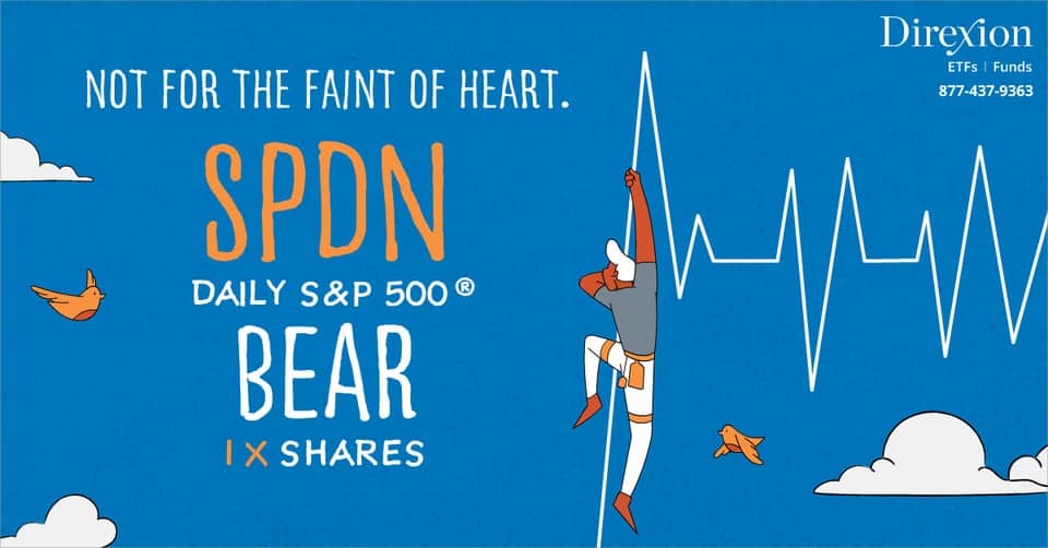 Traders - gain access to the stocks comprising S&amp;P 500 Index (SPXT) with daily 1X leverage. Learn more about the $SPDN ETF from Direxion.