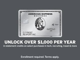 Unlock over $1,000 per year in statement credits on select purchases in tech, recruiting, travel &amp; more. Terms Apply. Enrollment Required.