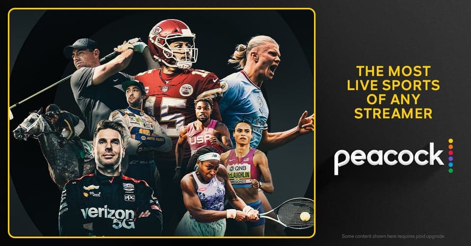 Peacock has the most LIVE sports of any streamer. Watch Premier League, NFL, Notre Dame, PGA Tour, WWE, and so much more.