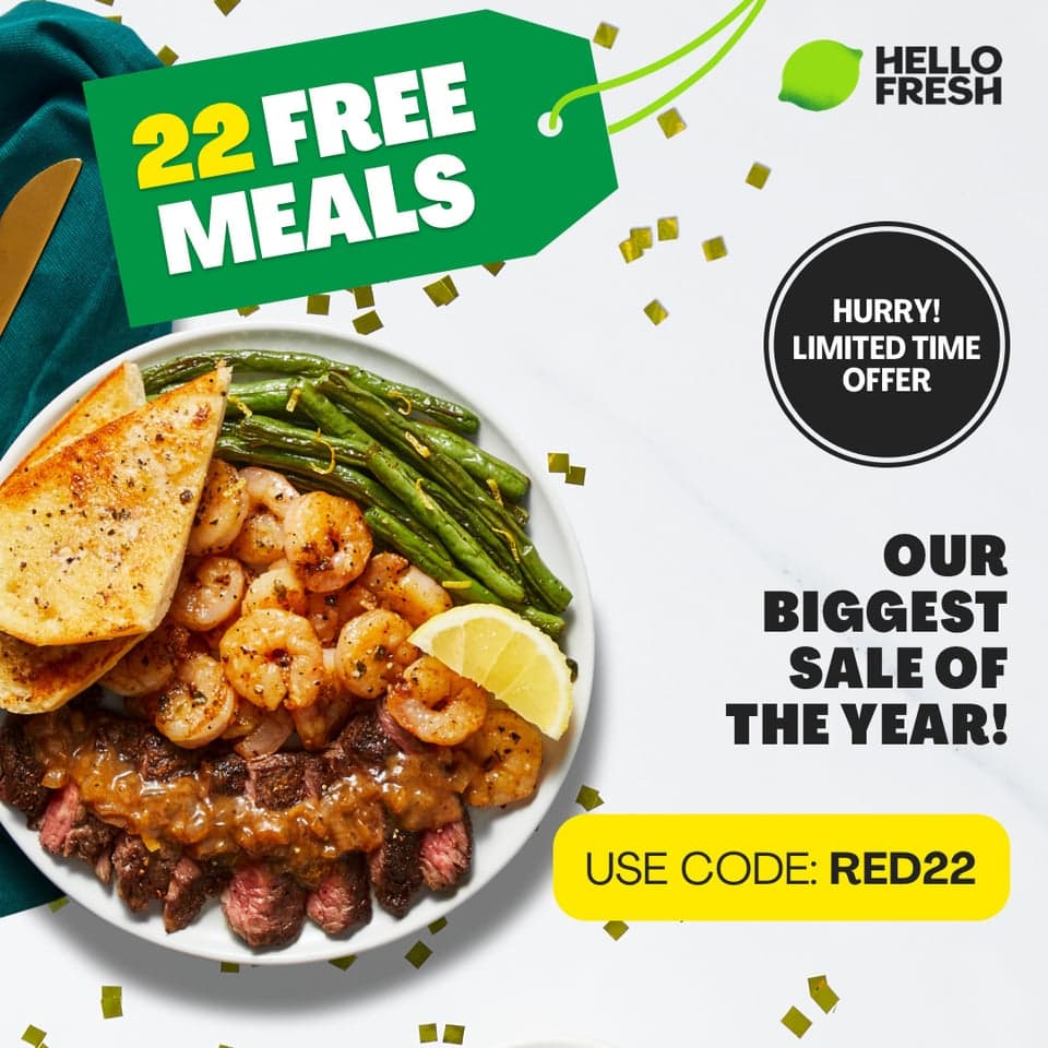 Forget one-size-fits-all New Year's goals - customize yours with HelloFresh! Use code REDDIT22 for 22 free meals to save money and eat well in the new year.